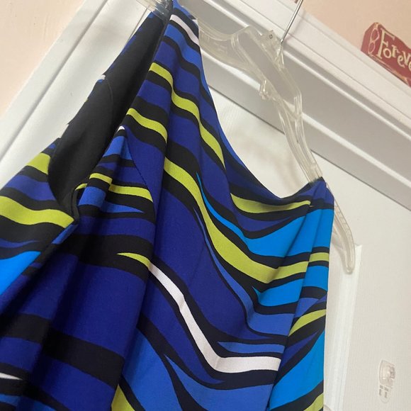 NWT: Premise Dress Blue/Green/Black/White Stripes ~size 8 - Picture 1 of 5